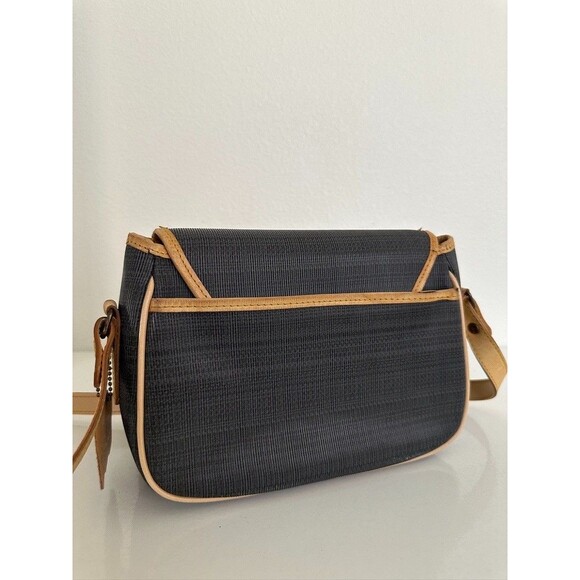 Louvier Flap Crossbody Bag Leather Gray Brown Vintage Mixed Media Adjustable - Picture 9 of 13